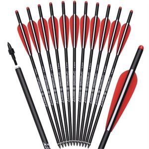 Elong Outdoor 12pcs Carbon Crossbow Bolts 16/18/20/22 inch Crossbow Arrows with Moon Nocks and Removable Tips