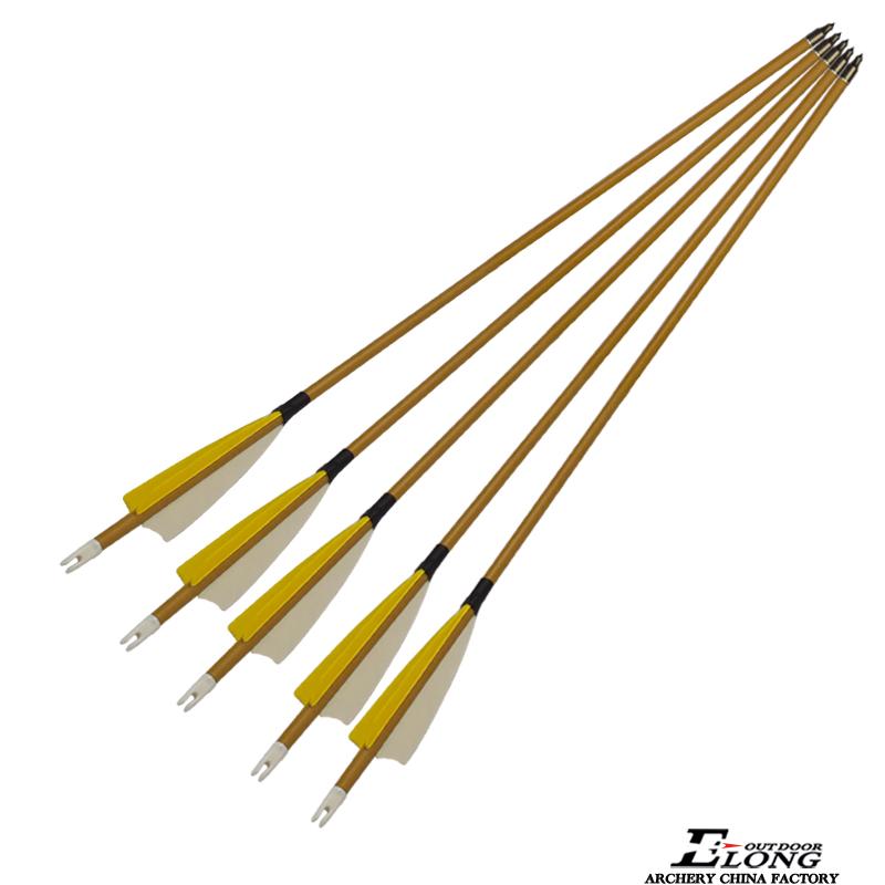 Traditional Feather SP400 Yellow Wood Color Carbon Arrow 