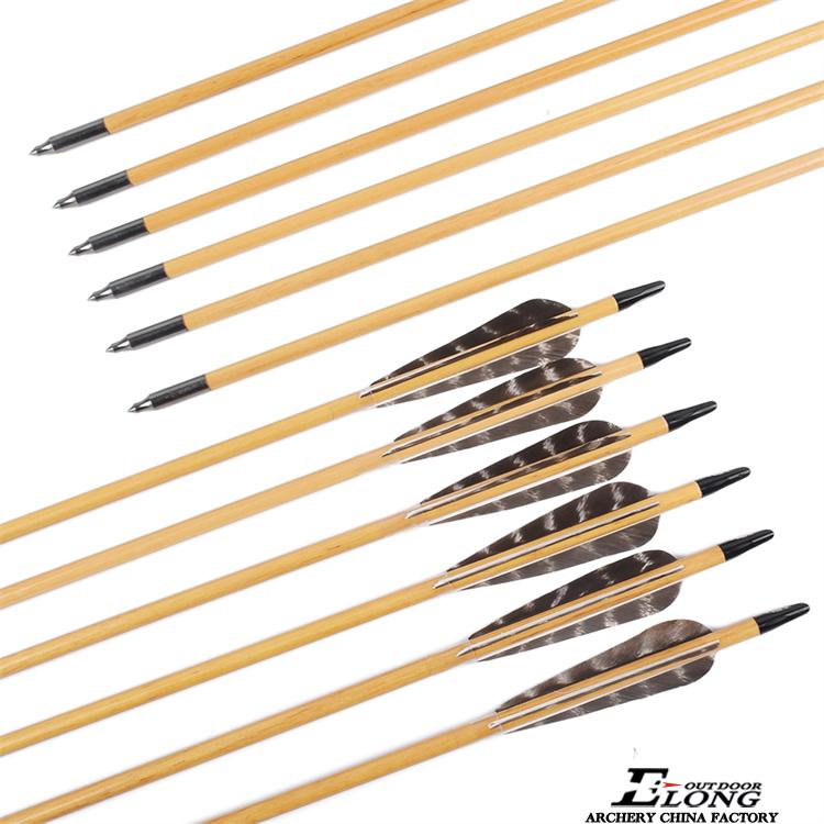Wholesale Outdoor Shooting Sport Archety Traditional Bow Wooden Shaft Arrow Turkey Feather Wooden Arrow