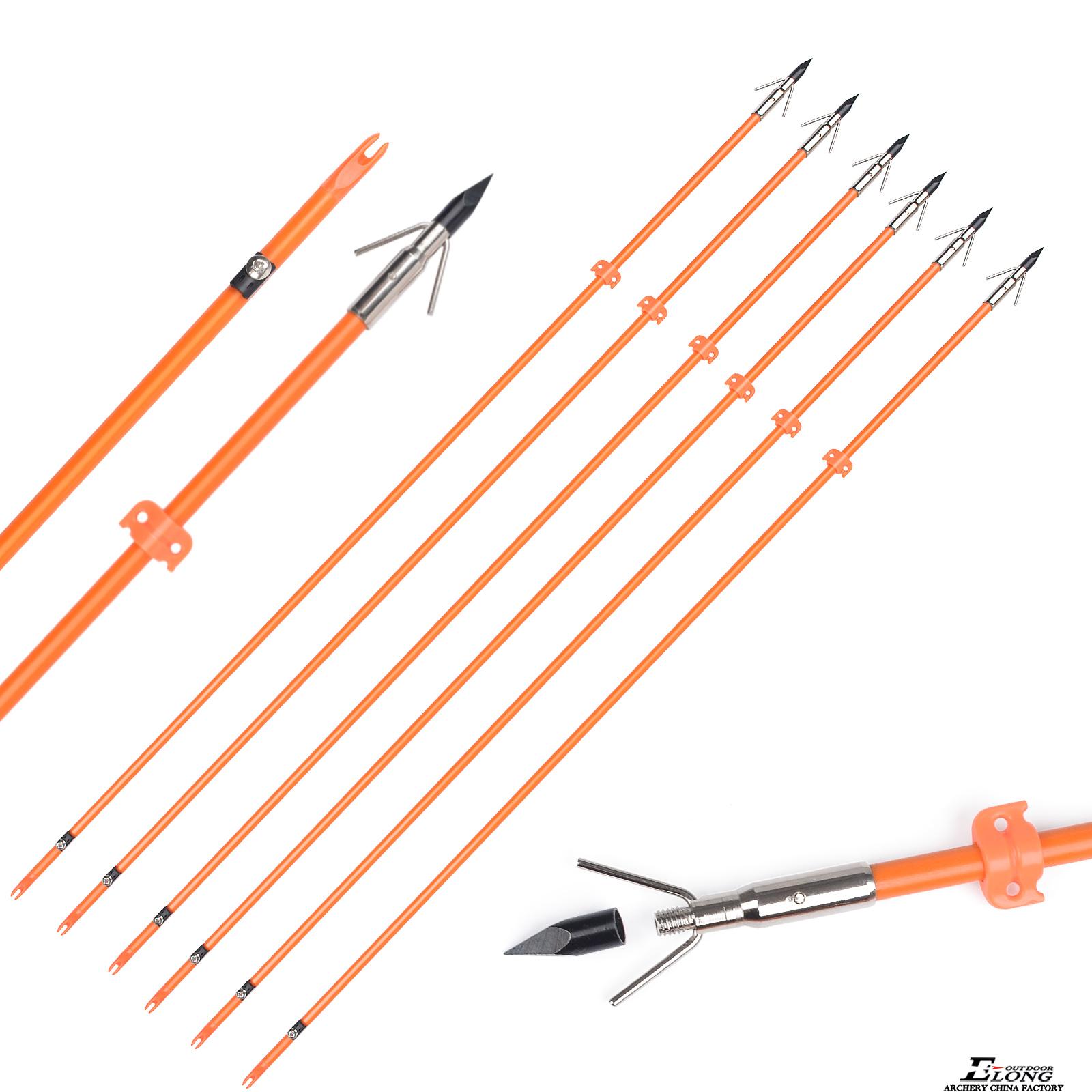 Elong Outdoor OD8mm 32inch Bowfishing Arrow Fiberglass Shaft Archery Fishing Using