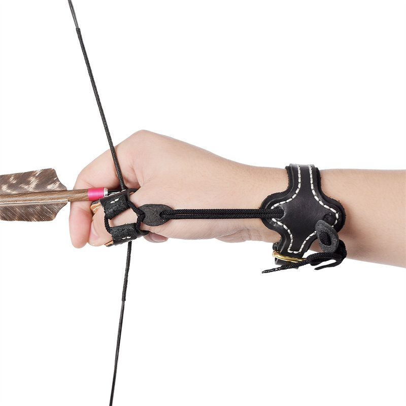 420030 Elong Outdoor Archery Wrist Strap Thumb Ring Bow Rope Supporting Use Shooting Accessories 