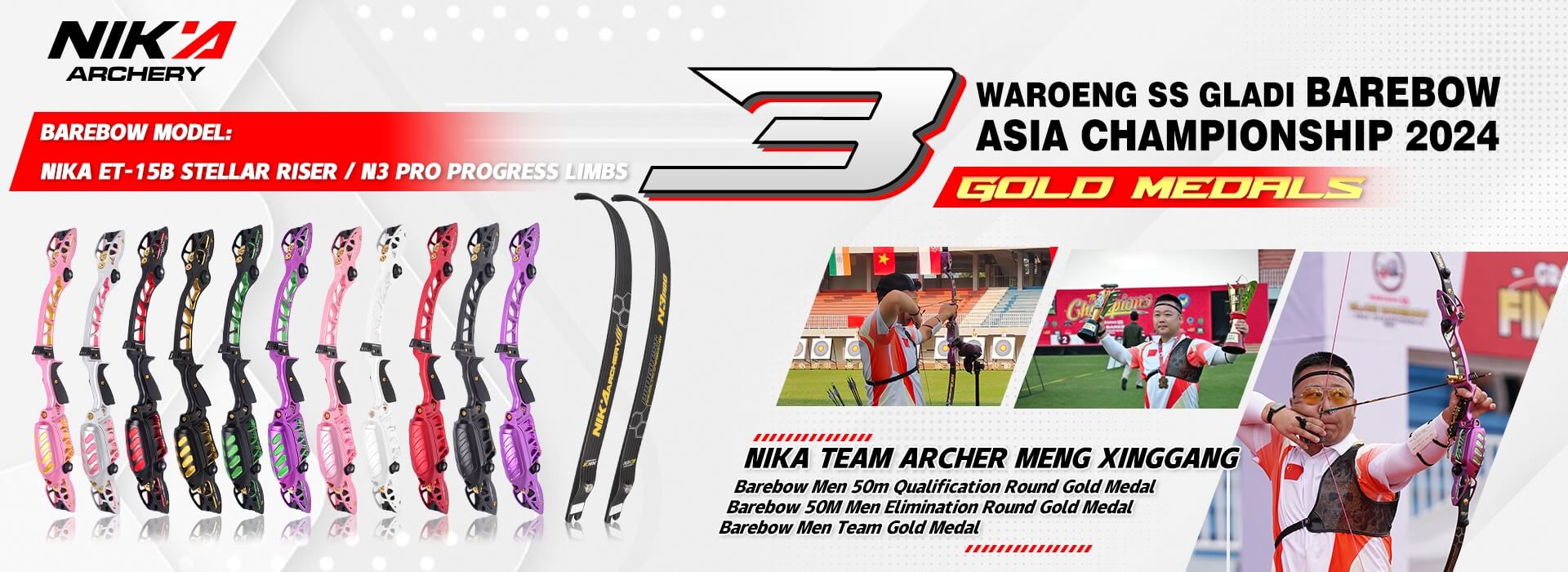 NIKA Archer Meng Xinggang Won 3 Golds at the Barebow Asia Championship 2024